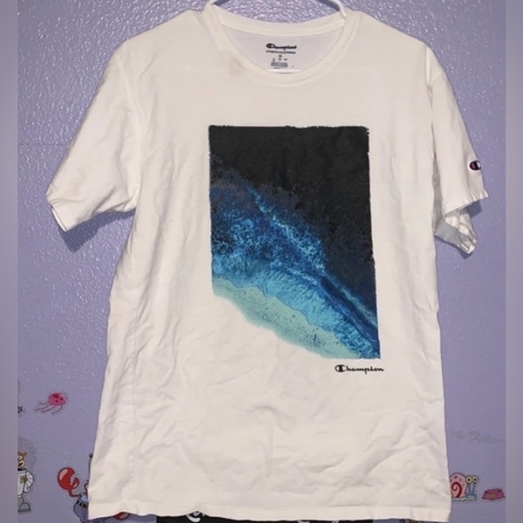 Champion white medium ocean print athletic shirt - Picture 1 of 5